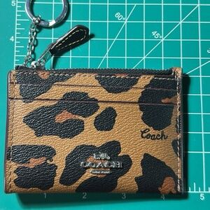 Leopard print Coach mini skinny ID case